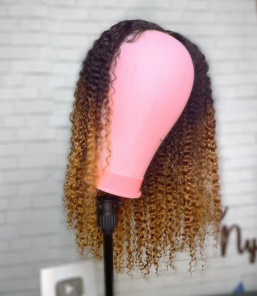 Swiss Lace Ombré Closure Curly Wig